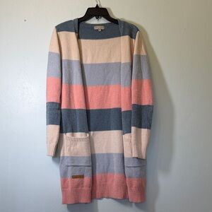 Simply Southern Colorful Striped Cardigan - Blue, Pink, Cream